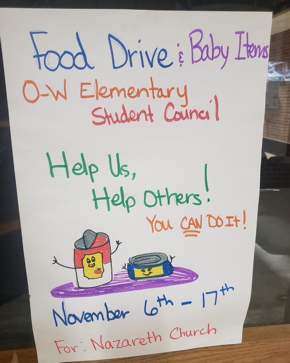 OwenWithee Elementary Student Council Hosting Food and Baby Item Drive